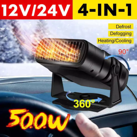 Electric Car Heater Air Cooler Fan 12V/24V Portable Demister Defroster Heating 120W Dryer Winds Fca