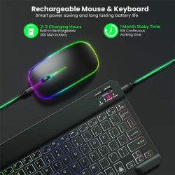 RGB Backlit Wireless Bluetooth Keyboard and Mouse with light LED for Laptop Tablet phone