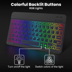 RGB Backlit Wireless Bluetooth Keyboard and Mouse with light LED for Laptop Tablet phone