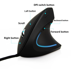 Wired Right Hand RGB Vertical Ergonomic Gaming Mouse | USB Optical, Plastic, Compatible with Windows 7 for PC Computer