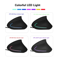 Wired Right Hand RGB Vertical Ergonomic Gaming Mouse | USB Optical, Plastic, Compatible with Windows 7 for PC Computer