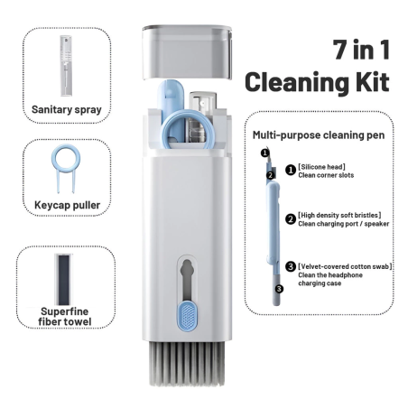 7 in 1 Laptop Cleaning Tool Double-Head Design Computer Keyboard Headphone Brush Kit Compact