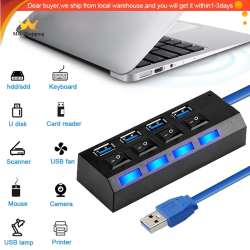 USB HUB 4 Port USB Adapter Powered Split Converter for PC/ Computer/ Notebook Phone