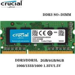 Crucial Laptop RAM ddr3/ddr3l 8gb 4gb 2gb 1600mhz 1333mhz 1066mhz SODIMM Memory PC3-12800S PC3L