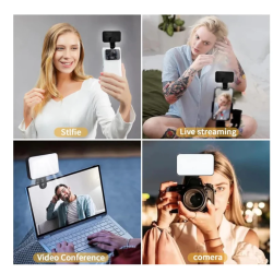 Portable Mini Selfie Fill Light Rechargeable 3 Mode Adjustable Brightness Clip On For Phone Computer