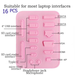 1Pack,16 Pcs/13 Pcs Universal Anti Dust Port Plug for Laptops,Nookbooks