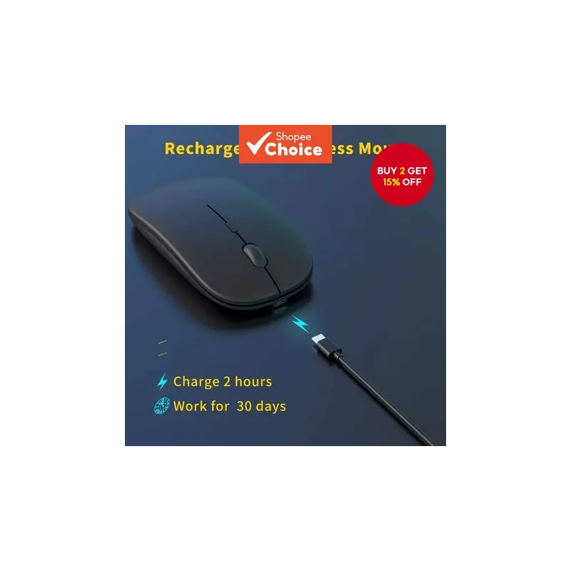 Dual Mode Wireless Mouse Bluetooth 5.0 2.4GHz Rechargeable Ultra Silent USB C PC Laptop Phone