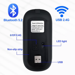 Dual Mode Wireless Mouse Bluetooth 5.0 2.4GHz Rechargeable Ultra Silent USB C PC Laptop Phone