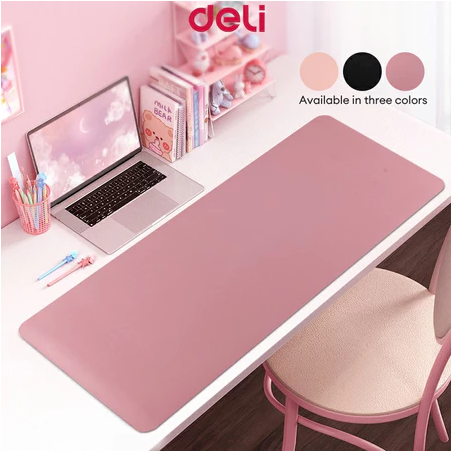 Deli Cute PU Leather Mouse Pad, Large Double Sided Keyboard Desk Pad, Waterproof Easy Clean