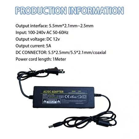 DC 12V 3A/5A Power Supply Adapter – For CCTV, Security, TV, WiFi Routers, DVR