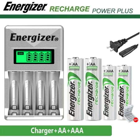 Energizer AA/AAA rechargeable battery with 4-slot LCD Tape screen independent charging charger