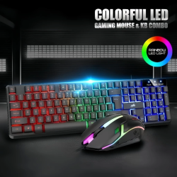 Zeus K001 - LED Backlight Wired Gaming Keyboard And Mouse Bundle Plug And Play Mechanical Feel