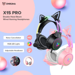 Onikuma X15 Pro Gaming Headset with Mic Noise Cancellation Cat Ear Gaming Headphones For PC Laptop