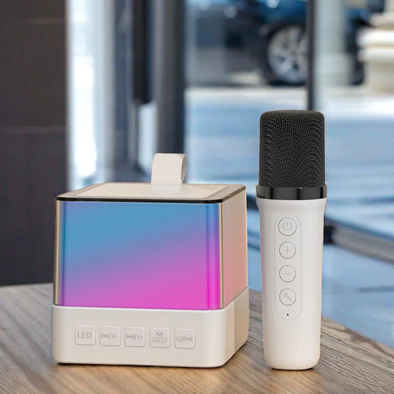 Zeus Mini Karaoke RGB LED Bluetooth Wireless Microphone Portable Speaker Amplifier W/ Mic 3 Colors