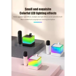 Zeus Mini Karaoke RGB LED Bluetooth Wireless Microphone Portable Speaker Amplifier W/ Mic 3 Colors