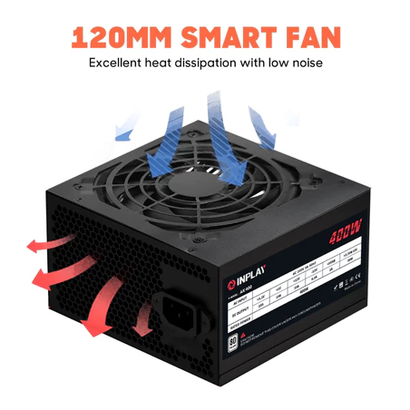 Inplay 400W ATX PSU 80 Efficiency Rated 400W Long Wire PSU For Desktop Computer Power Supply AK400