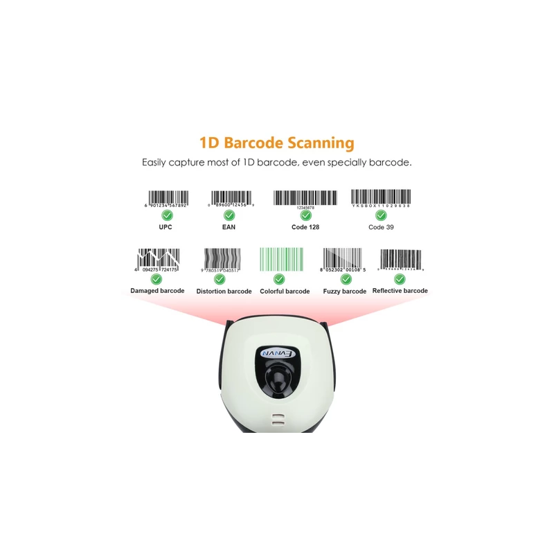 [PH Stock]Evnvn 3 in 1 Bluetooth Wireless 2.4GHz Wired 1D Bar Code Reader CCD Image Barcode Scanner