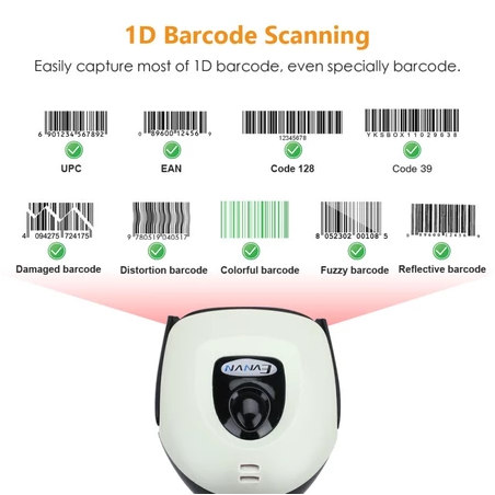 [PH Stock]Evnvn 3 in 1 Bluetooth Wireless 2.4GHz Wired 1D Bar Code Reader CCD Image Barcode Scanner