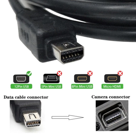 USB to 12 Pin Olympus Data Cable Cord Charging Cable Wire for Olympus Camera CB-USB5/CB-USB6