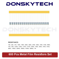 600pcs/set Metal Film Resistor Kit 30 Kinds 1/4W 1% Resistance Assorted Kit 10 -1M Ohm