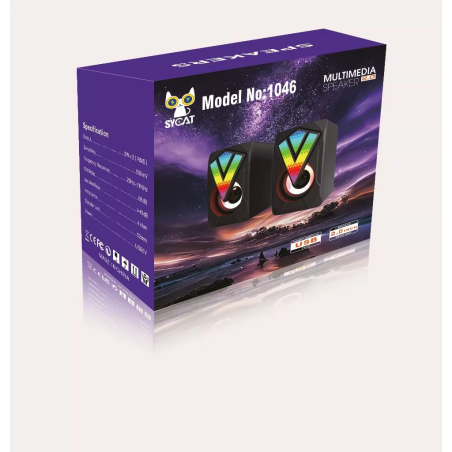 SYCAT NO-1046 Computer Speaker USB Colorful Lighting Effect RGB Gaming Laptop PC Speaker For Laptop
