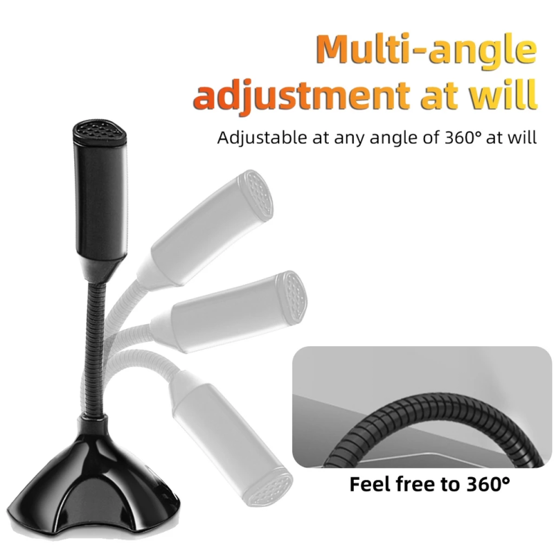 Laptop Microphone USB Desktop Gaming Mic With Holder For PC Computer