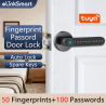 Tuya WIFI Remote Unlock Door Knob Smart Fingerprint Door Lock Biometric Digital Handle Lock