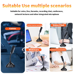 Laptop Microphone USB Desktop Gaming Mic With Holder For PC Computer