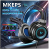 MKEPS Gaming Headphones LED Wired Headset Noise Canceling With Microphone For PC Laptop Computer
