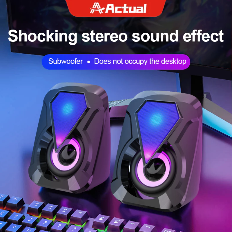 Actual Computer Speaker USB Colorful Lighting Effect RGB Gaming Laptop PC Speaker For Laptop
