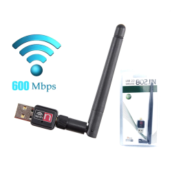 High Speed 600Mbps 2.4GHz Wireless USB WiFi Adapter with Antenna for Desktop PC