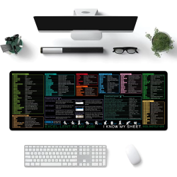 Excel Shortcut Keys Mouse Pad - Extended Large Office Spreadsheet 80x30cm / 90x40cm / 100x50cm