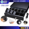 POS Cash Drawer Electronic Cash Box 5 Grids & 5 Coins Cash Register Cashier Box