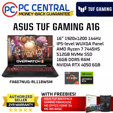 Asus TUF A16 FA607NUG-RL118WSM | 16" 44Hz | Ryzen 7 | 16GB RAM | 512GB SSD | RTX 4050 | WIN 11 HOME