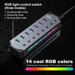 Actual 7 Port Powered USB 3.0 HUB 5Gbps High Speed Interface Individual Switch RGBMultiport USB